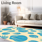 Oceanic Blue Shells and Fronds Rug