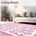 Pink Cute Animal Alphabet LettersRug Rug