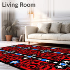 Bold Red Geometric Numbers Stars Rug