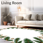 Green Pine Garland Golden Flourish Border Rug