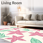 Coral Pink Starfish and Ferns Rug