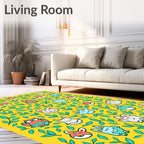 Whimsical creature garden yellow Rug