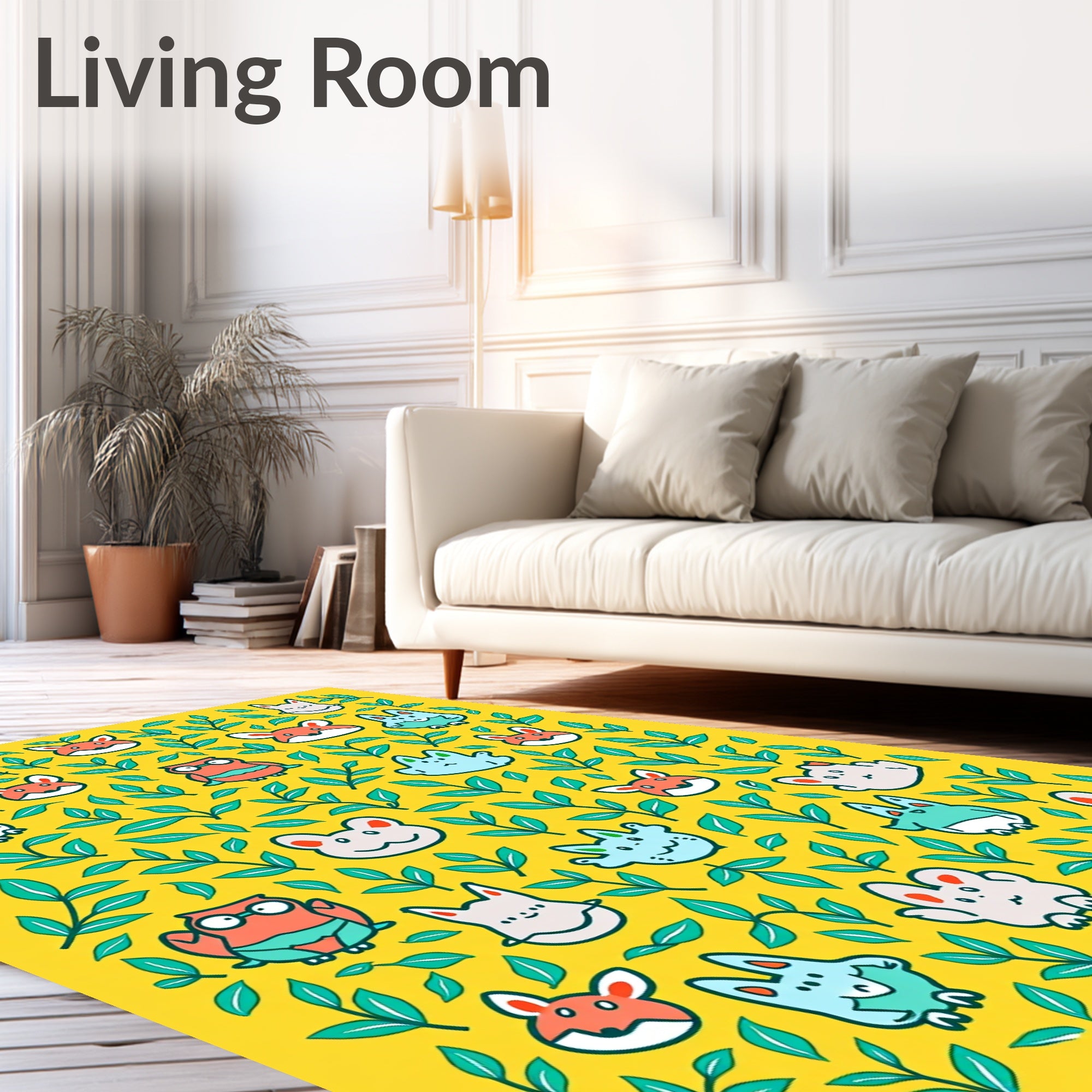Whimsical creature garden yellow Rug