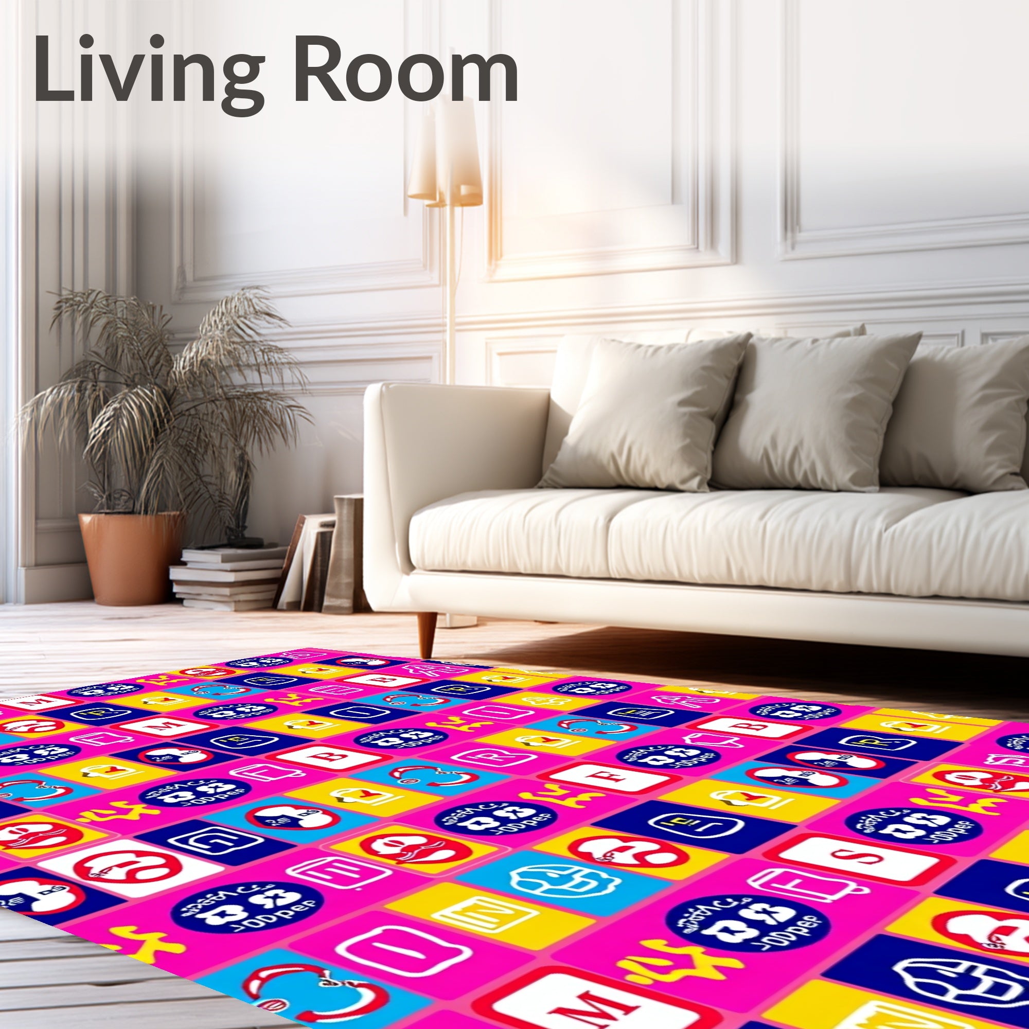 Whimsical Playful Graphic Geometric Arrangement Rug