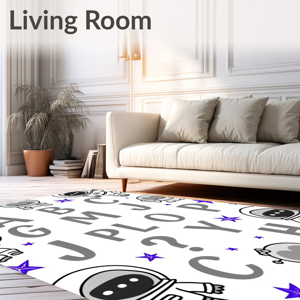 Cute Astronaut Galaxy Alphabet Space Rug