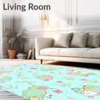 Cute Cartoon Animal Floral Meadow Rug