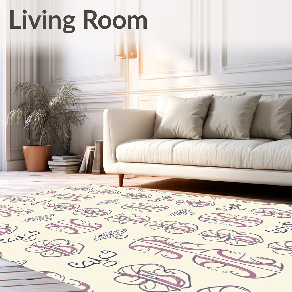 Cream Amethyst Monogram Medallion Art Rug