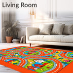 Playful Town Roads And Houses Rug