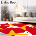 Bold Flying Birds Red White Yellow Rug