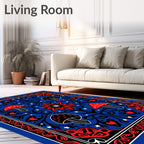 Red Starred Mushroom Forest Border Rug