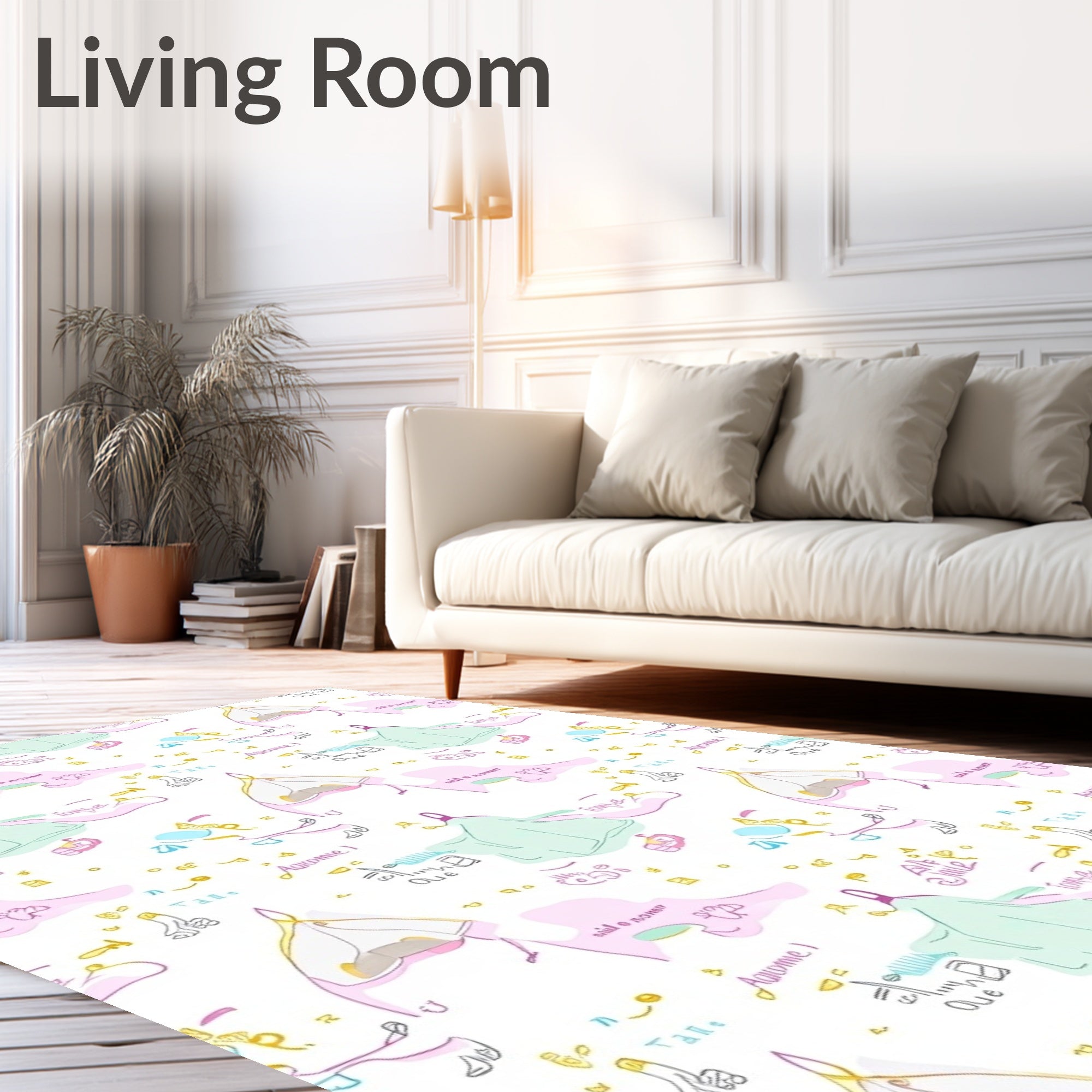 Doodle Abstract Pastel Figures Rug