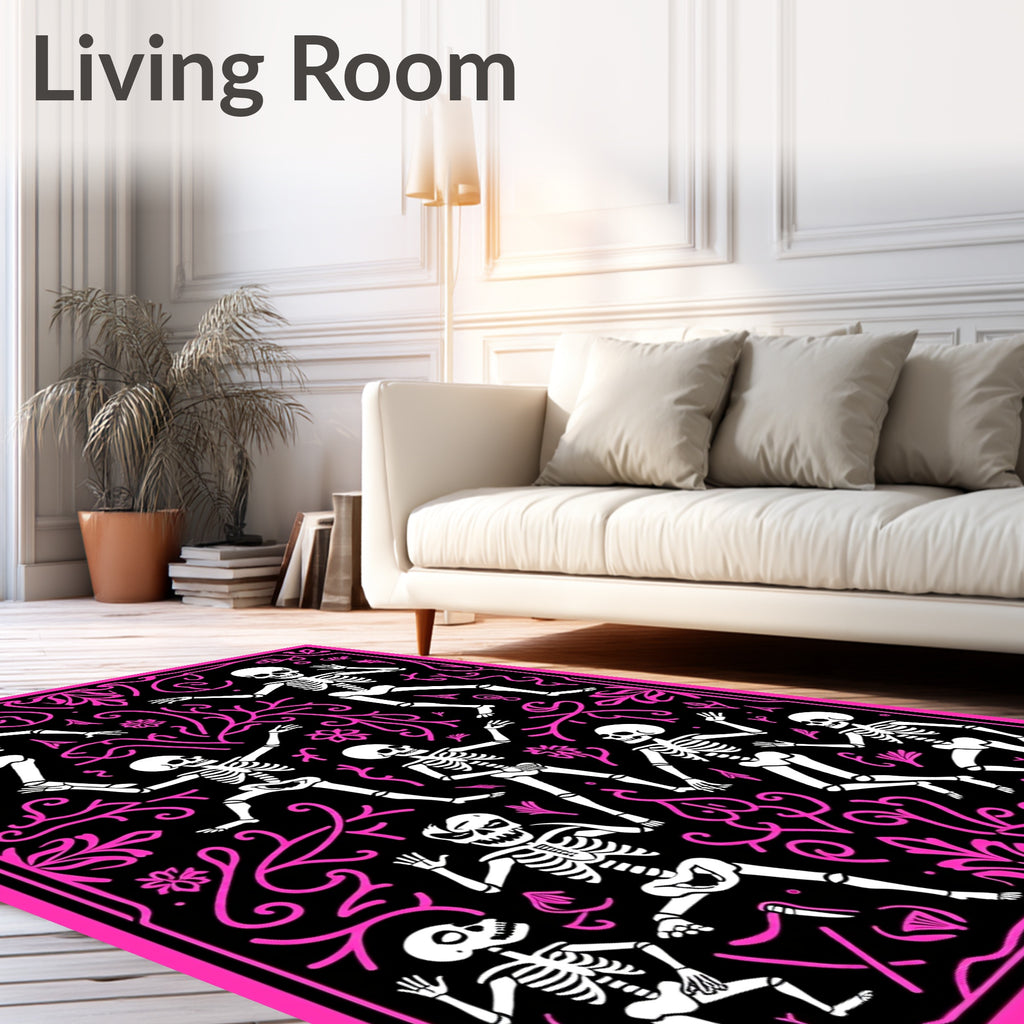 Day of the Dead Dancing Skeleton Border Rug