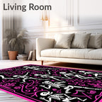 Day of the Dead Dancing Skeleton Border Rug