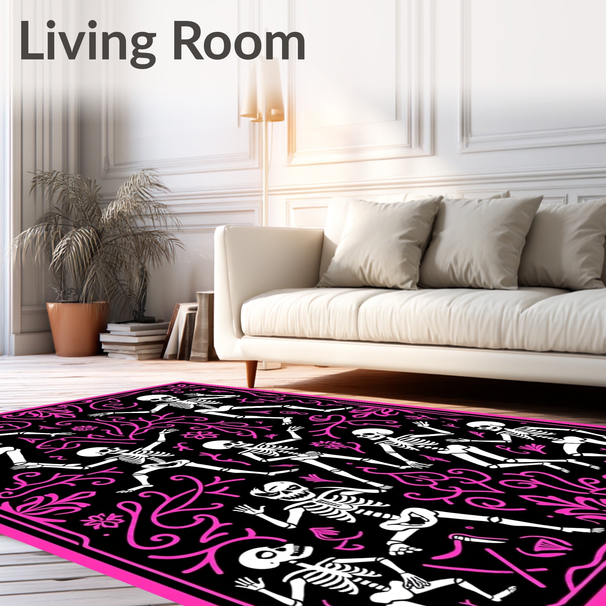 Day of the Dead Dancing Skeleton Border Rug