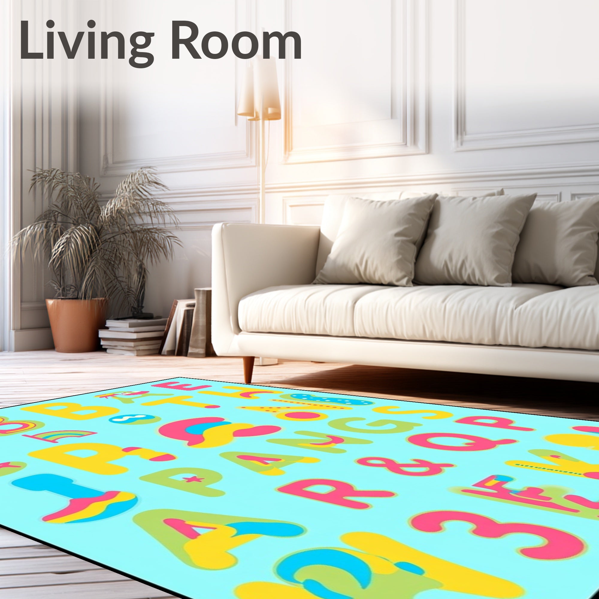 Playful Alphabet Splash Graphic Rug