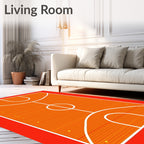Orange Court White Lines Graphic Rug
