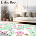 Pastel Pink Floral Cloud Scatter Rug