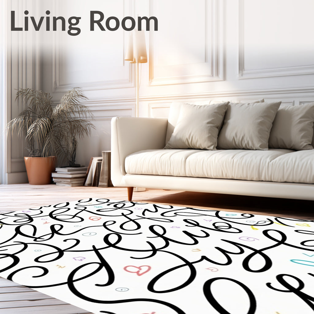 Scripted Letters Pastel Scribble Rug