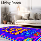 Retro Neon Game Controller Vibrant Rug