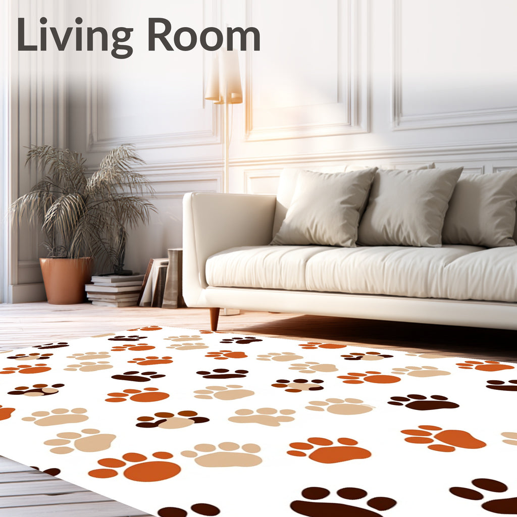 Warm Tones Paw Prints All Over Rug