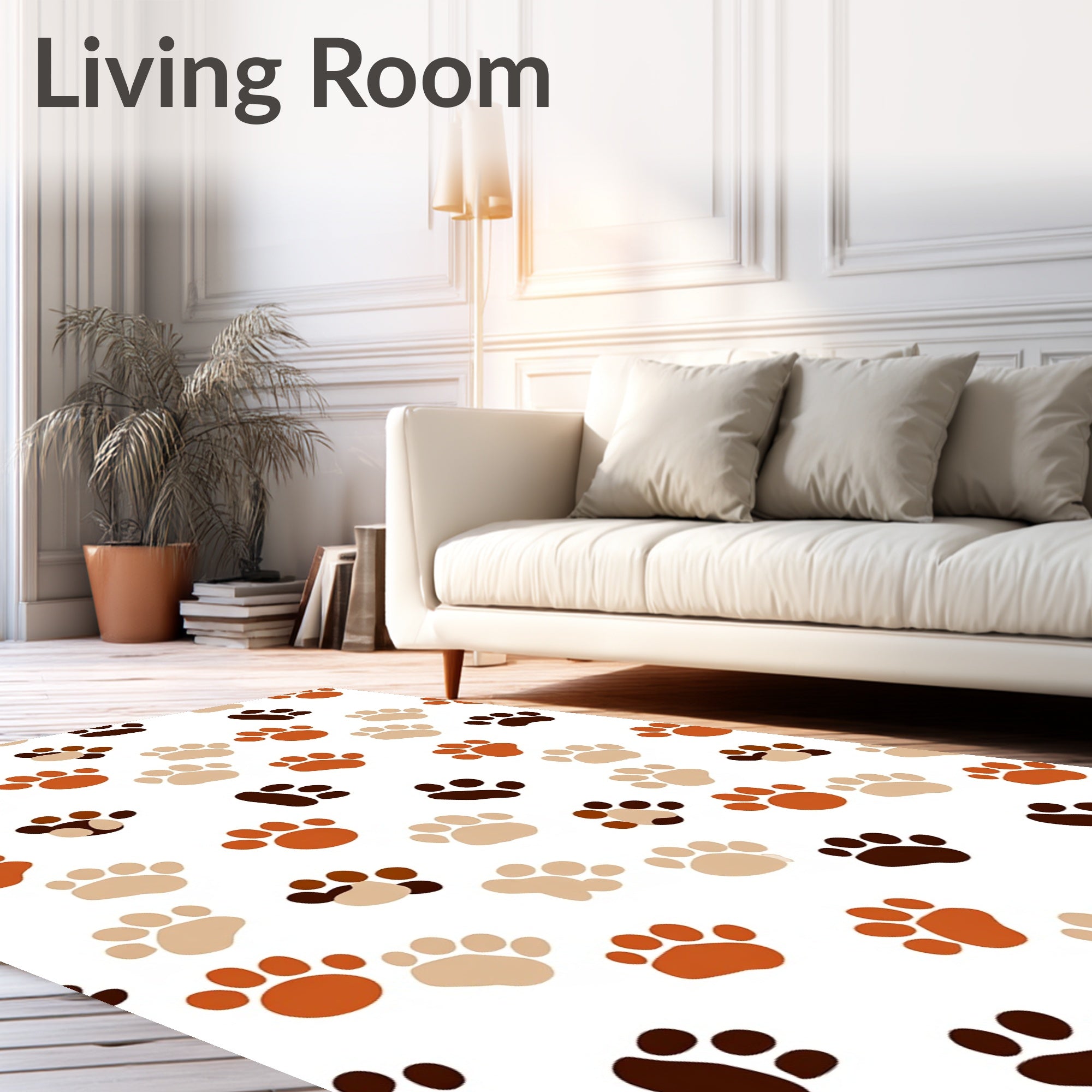 Warm Tones Paw Prints All Over Rug