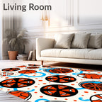 Orange Blue Circles Geometric Dots Rug