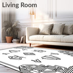 Art Deco Black White Geometric Frame Rug