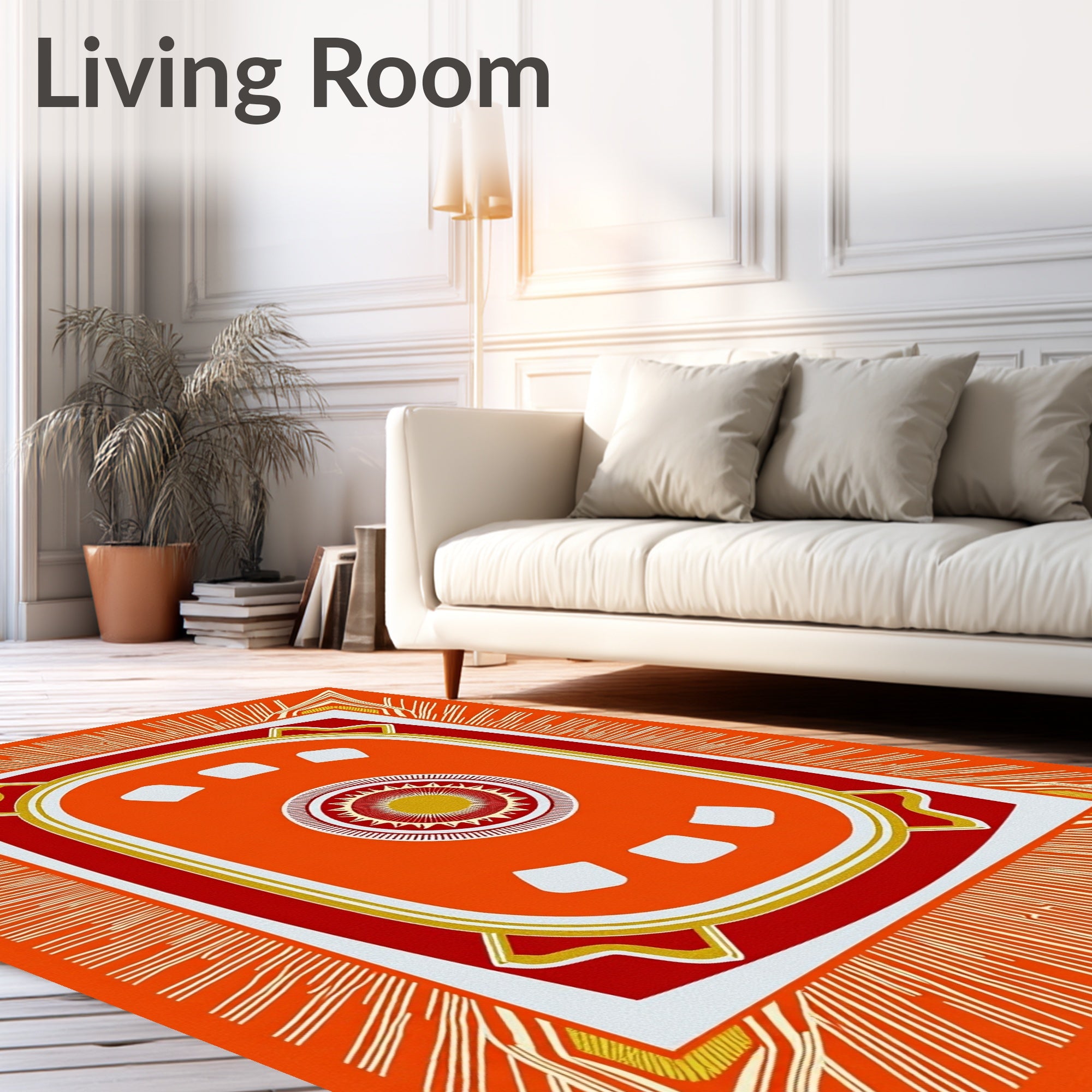 Vibrant Sunburst Geometric Medallion Rug