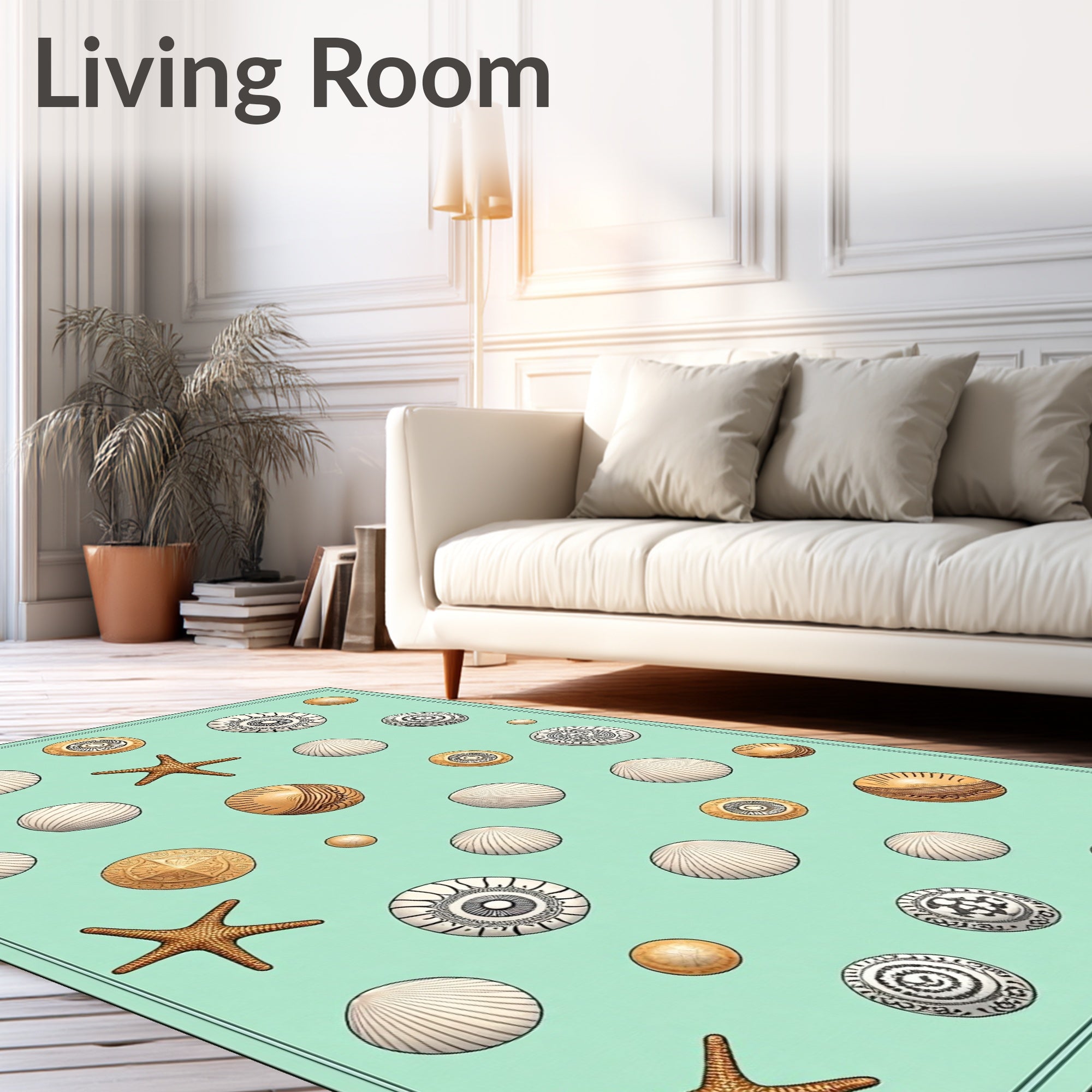 Seaside Treasures Nautilus Shell Starfish Medallion Rug