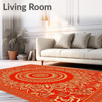 Radiant Golden Sunburst Mandala Rug