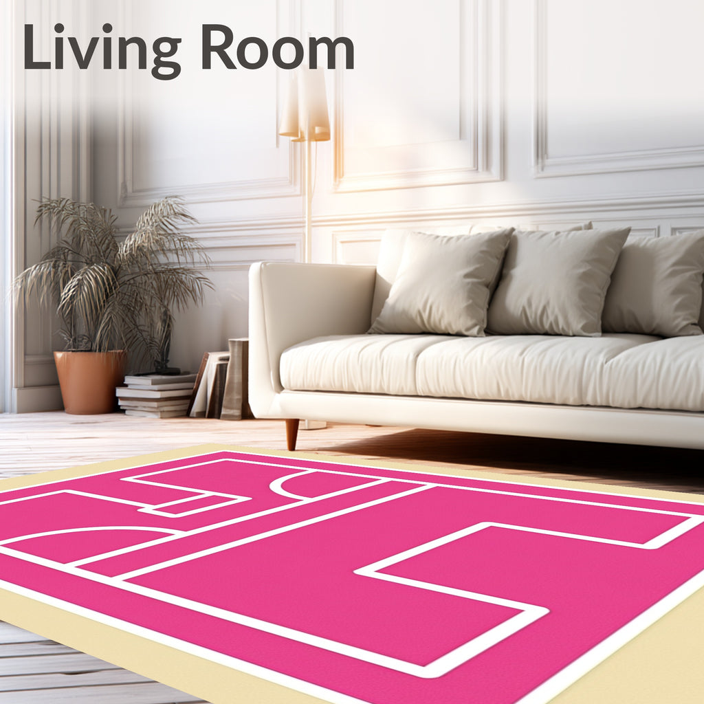 Bold Pink Geometric Abstract Shape Rug