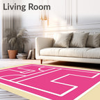 Bold Pink Geometric Abstract Shape Rug
