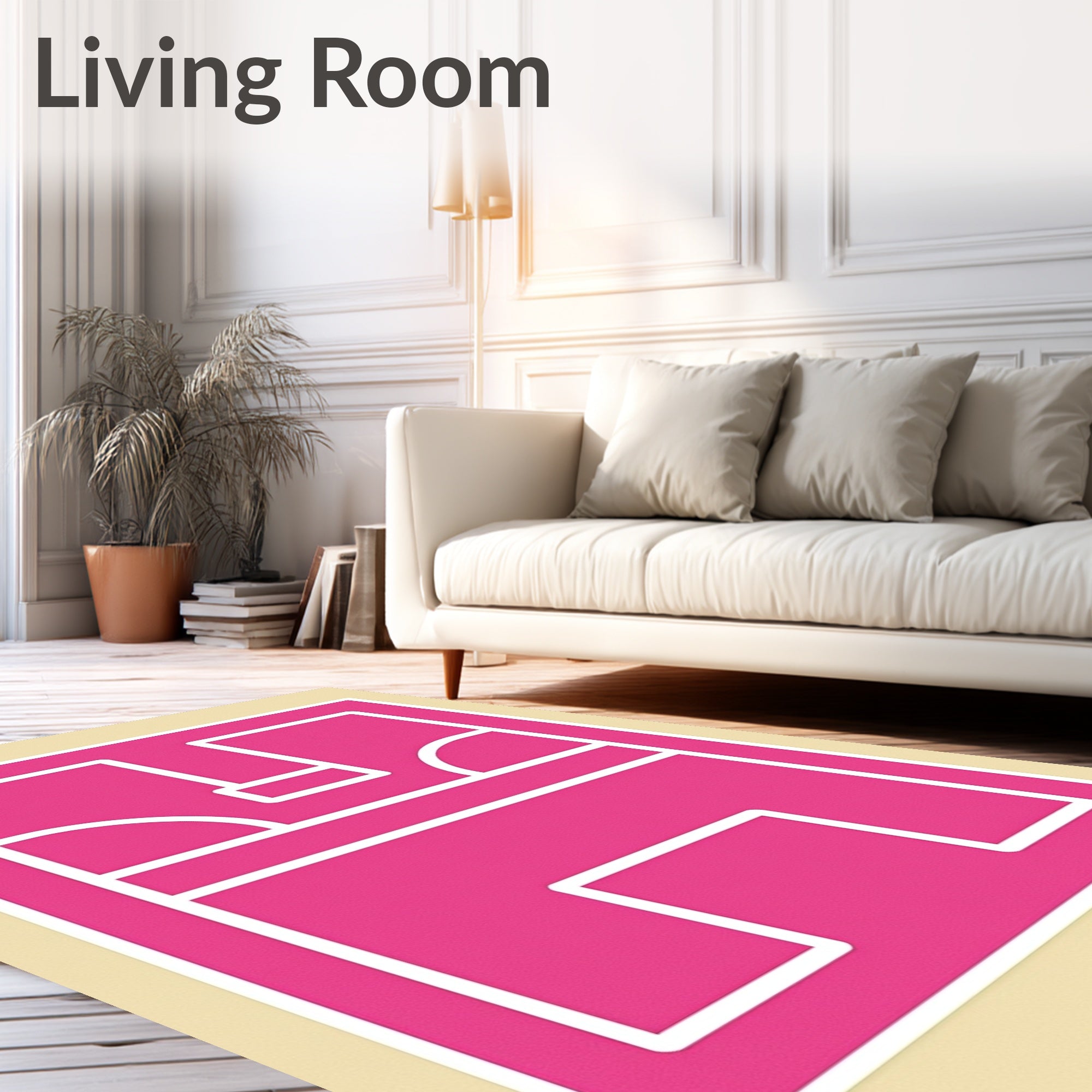 Bold Pink Geometric Abstract Shape Rug