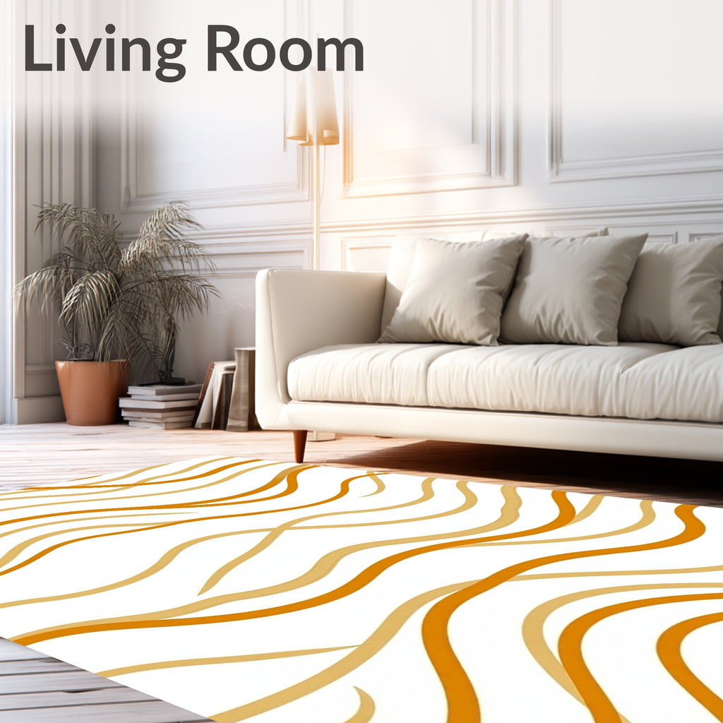 Caramel Ochre Wavy Line Collage Rug