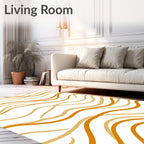 Caramel Ochre Wavy Line Collage Rug