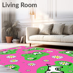 Pink Daisy Cow Meadow Rug