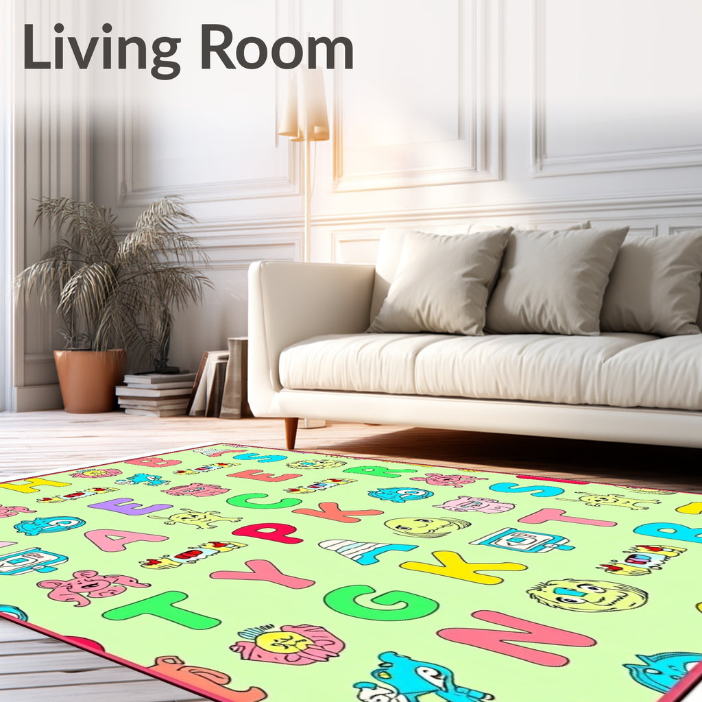 Whimsical Alphabet Creatures Pastel Collection Rug