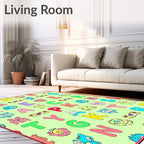 Whimsical Alphabet Creatures Pastel Collection Rug
