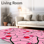 Whimsical Pink Apple Blossom Vines Rug
