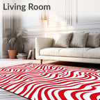 Abstract Red Wave Line Harmony Rug