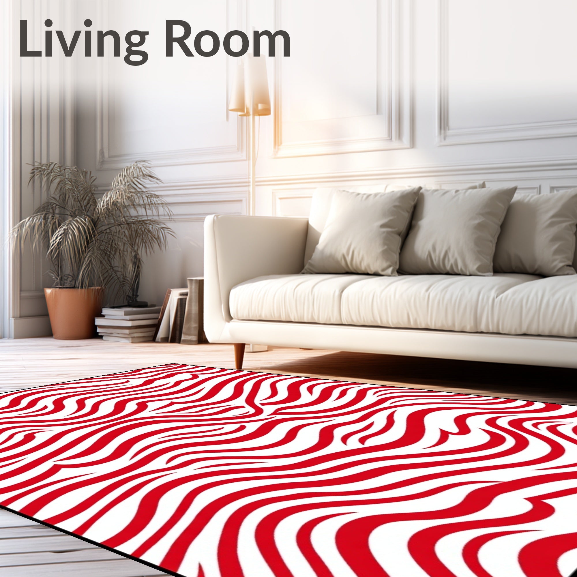 Abstract Red Wave Line Harmony Rug