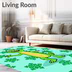 Friendly Green Crocodile Snowflakes Background Rug