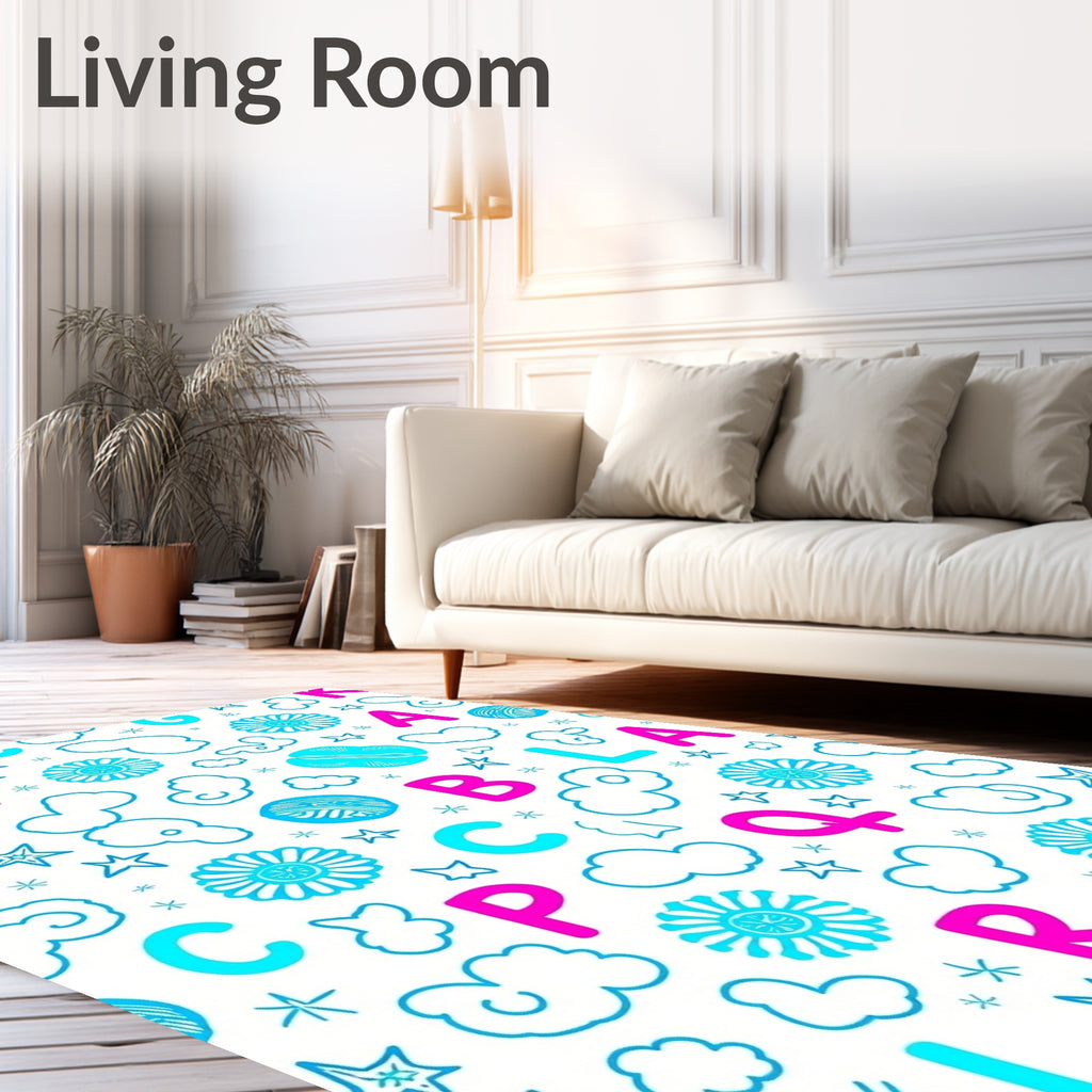 Cute Alphabet Clouds and Stars Rug
