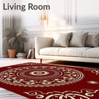 Crimson Cream Intricate Mandala Rug