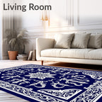 Royal Blue Ornate Vine Centerpiece Rug