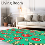 Red Money Bags Smiling Faces Rug