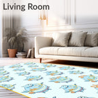 Chubby Blue Character Repeating Pattern Rug