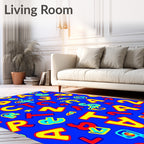 Bold Alphabet Blue Red Yellow Collage Rug