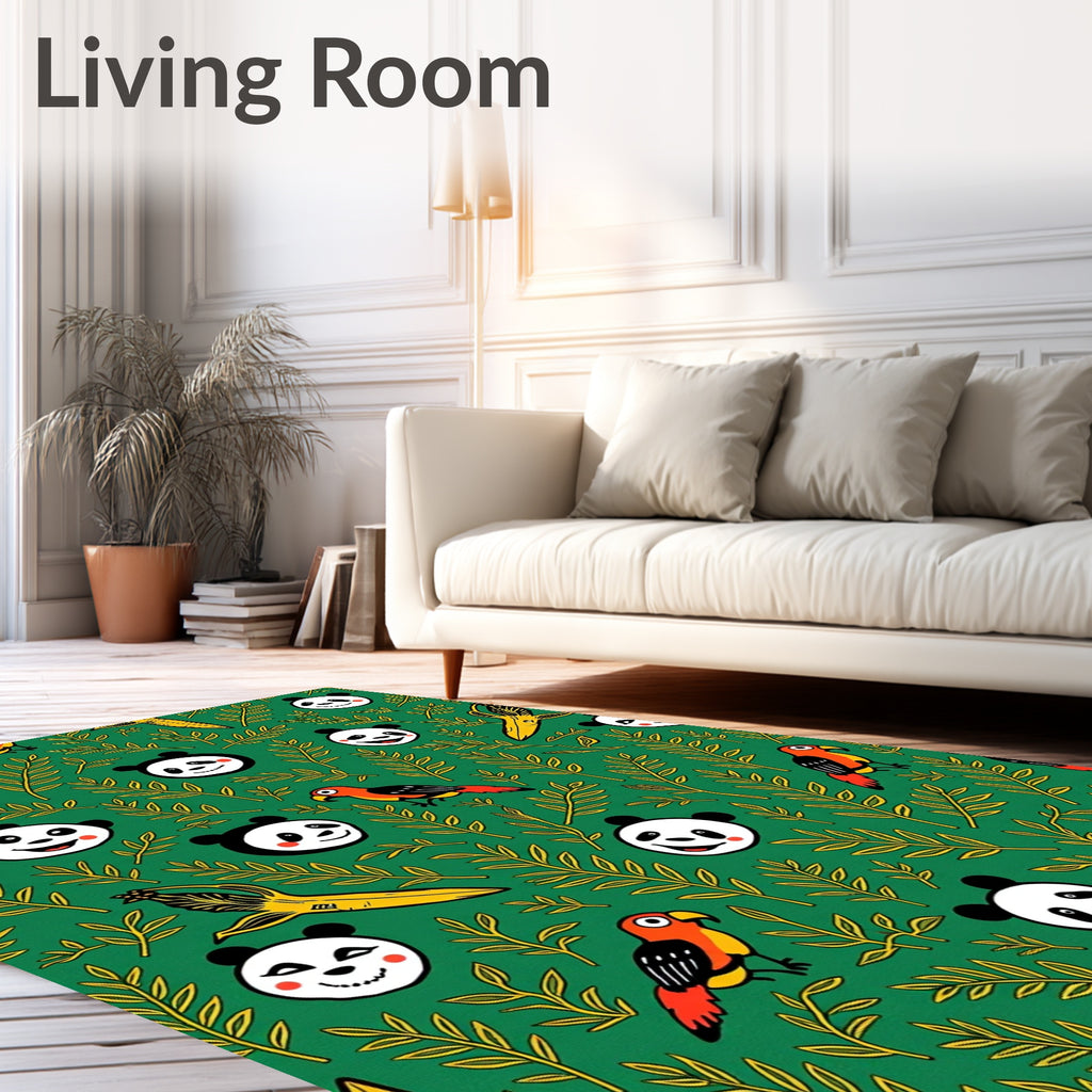 Playful Panda Parrot Banana Jungle Rug