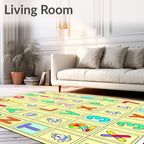 Colorful Alphabet And Numbers Grid Rug